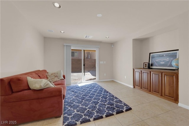 view of tiled living room