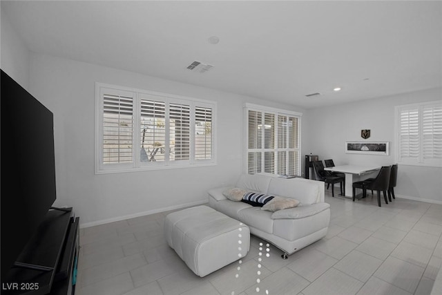 view of tiled living room