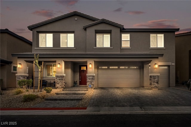 view of front of house with a garage