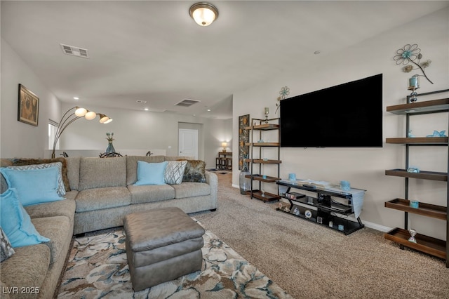 living room with carpet floors