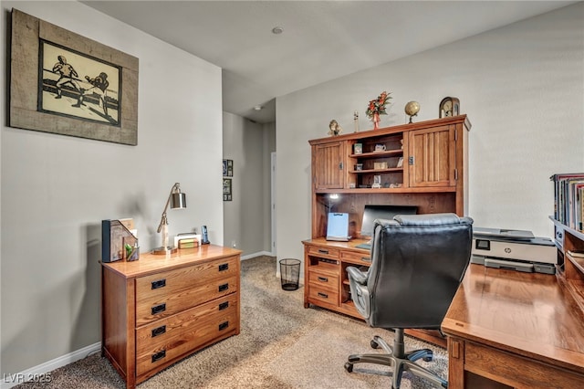 view of carpeted office space