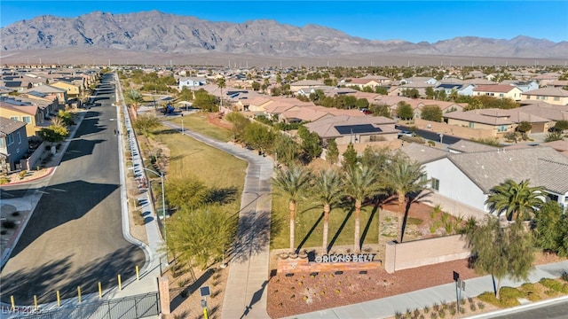 drone / aerial view featuring a mountain view