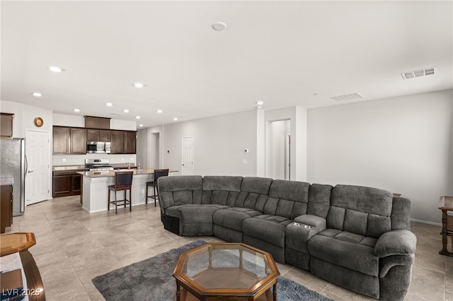 view of tiled living room