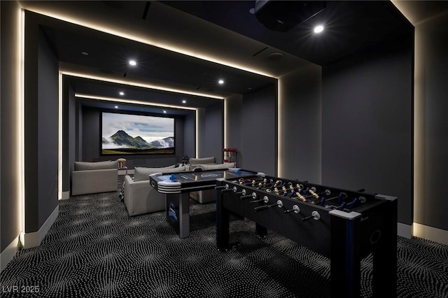 view of carpeted home theater