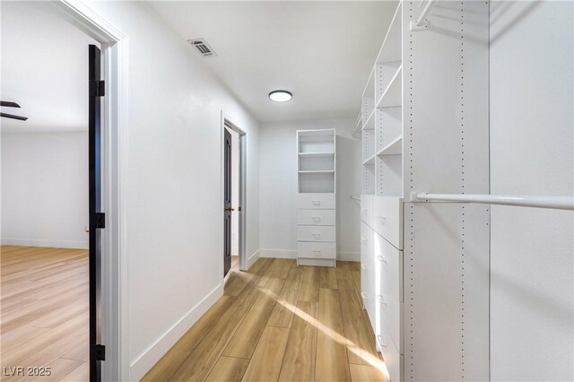 walk in closet featuring wood-type flooring