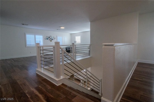 staircase featuring hardwood / wood-style floors