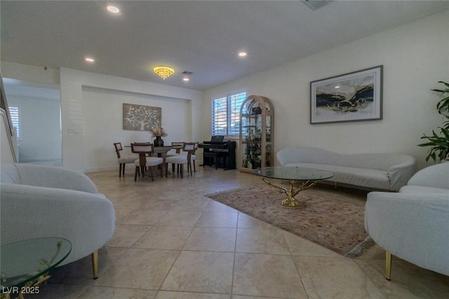 view of tiled living room