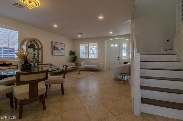 view of tiled dining area