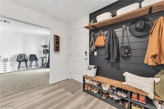 mudroom featuring light wood-type flooring