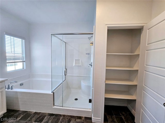 846 Star Estates Ave, North Las Vegas, NV 89086 - bathroom featuring a shower stall, a bath, and vanity