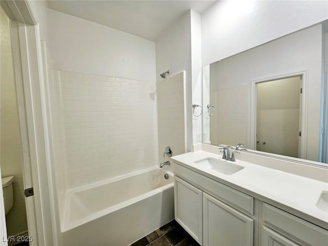 846 Star Estates Ave, North Las Vegas, NV 89086 - bathroom with toilet, double vanity, and tub / shower combination