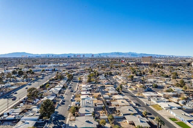 bird's eye view with a mountain view