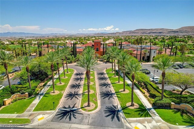 aerial view featuring a mountain view