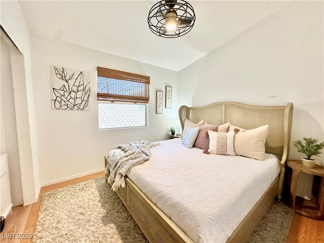 bedroom featuring a closet and light hardwood / wood-style floors