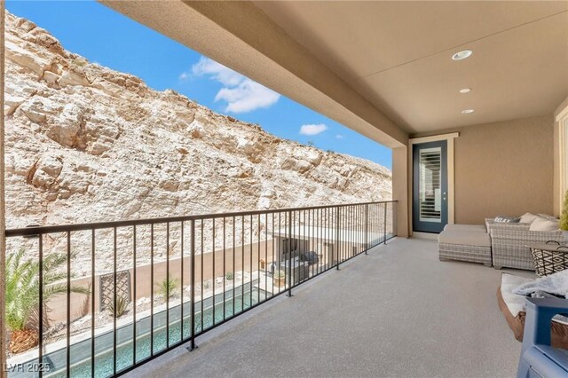 balcony with a mountain view