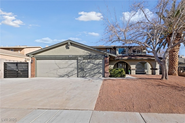 view of front of property with a garage