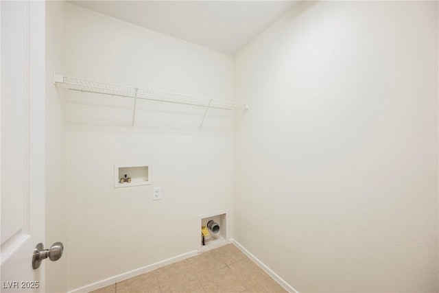 washroom with washer hookup and hookup for an electric dryer