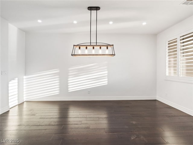 unfurnished dining area with dark hardwood / wood-style floors