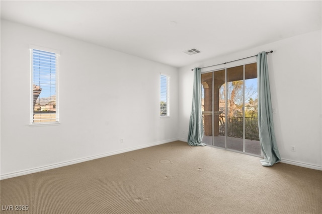 carpeted empty room featuring a wealth of natural light