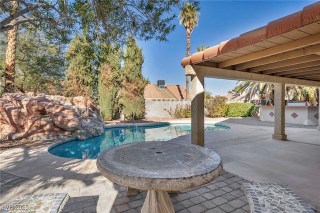 view of swimming pool featuring a patio