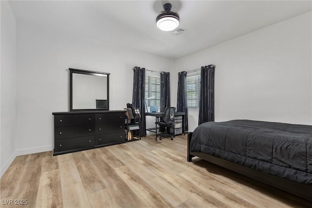 bedroom featuring light wood-type flooring