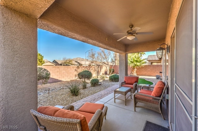 view of patio / terrace with ceiling fan