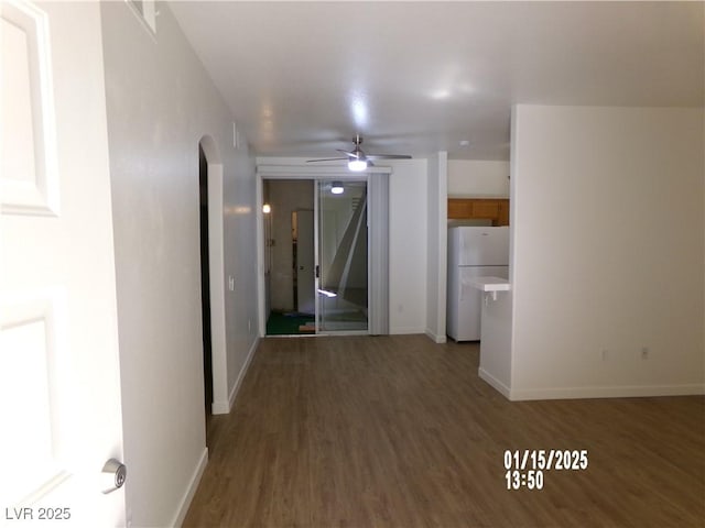 interior space with dark wood-type flooring