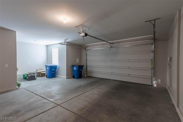 garage with a garage door opener