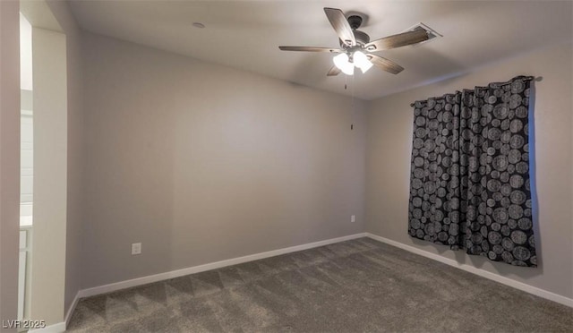 carpeted empty room with ceiling fan