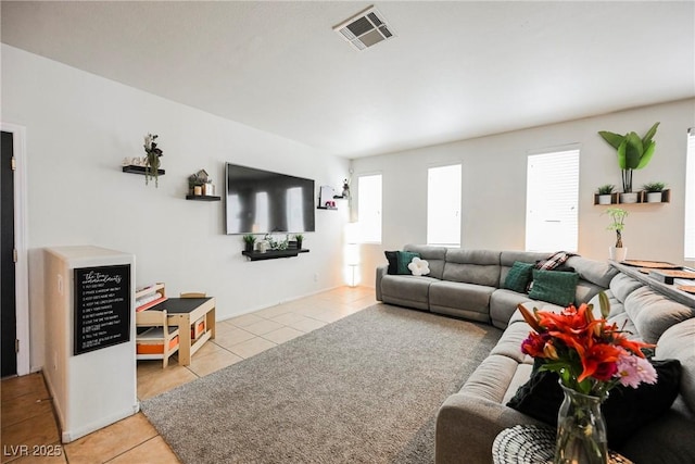 view of tiled living room