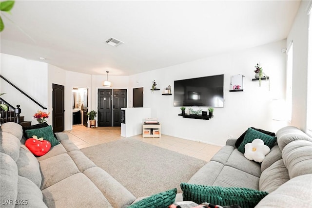 view of tiled living room