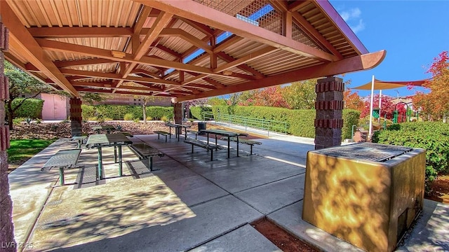 view of patio / terrace featuring a gazebo