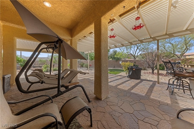 view of patio featuring a pergola