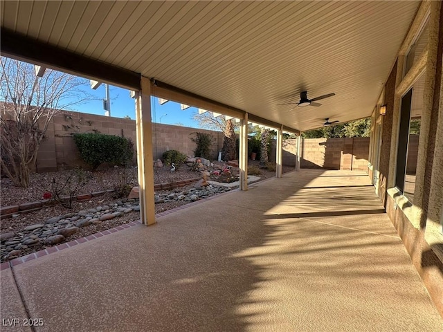 view of patio / terrace featuring ceiling fan