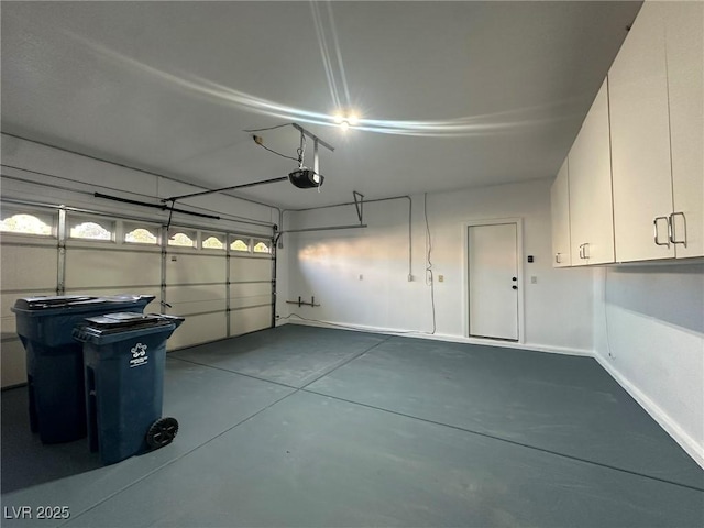 garage with a garage door opener