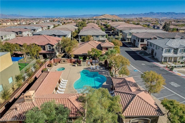 bird's eye view with a mountain view