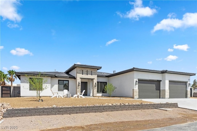 prairie-style house with a garage