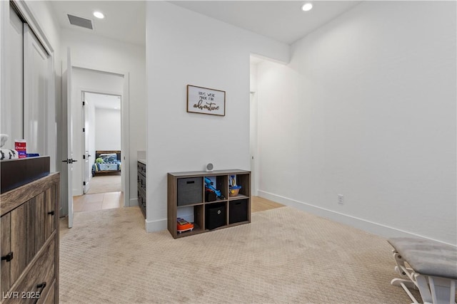 interior space with light colored carpet