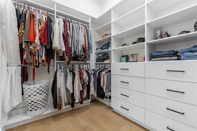 walk in closet featuring light wood-type flooring