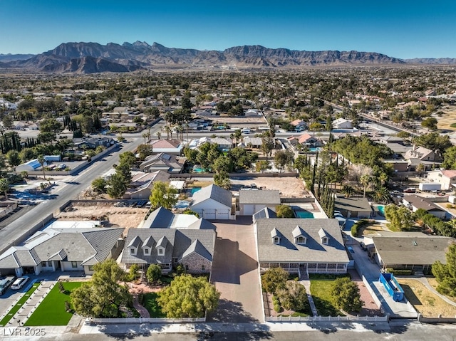 aerial view with a mountain view