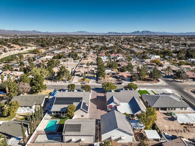 drone / aerial view featuring a mountain view