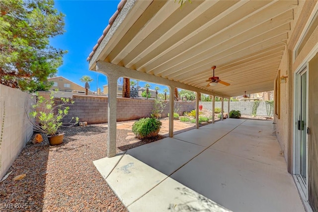 view of patio / terrace with ceiling fan