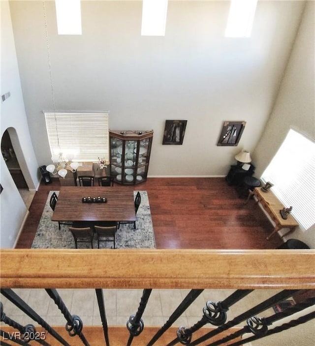 living room featuring tile patterned flooring