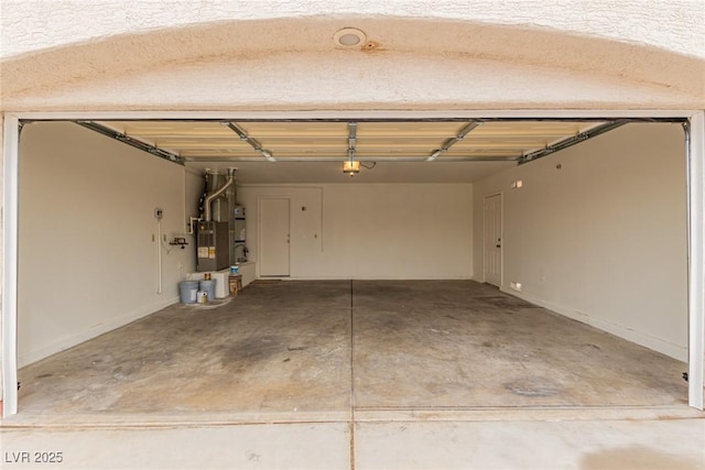 garage with heating unit and a garage door opener