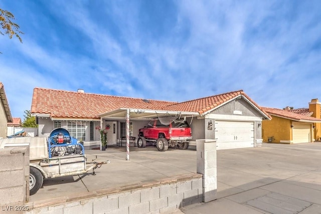 view of front of property featuring a garage