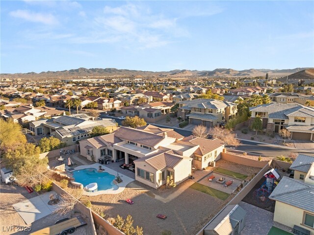 drone / aerial view with a mountain view