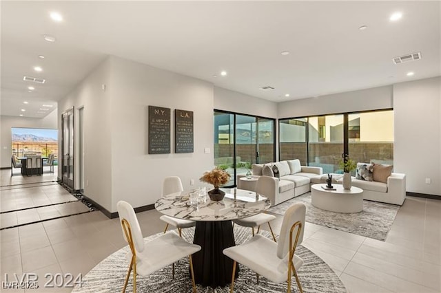 view of tiled dining space