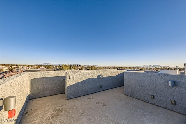 view of patio featuring a mountain view