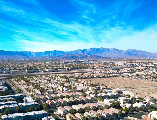 drone / aerial view with a mountain view