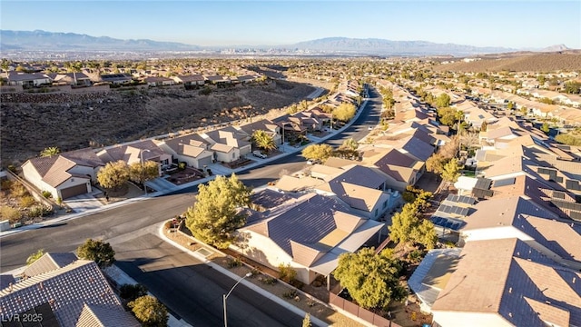 drone / aerial view featuring a mountain view